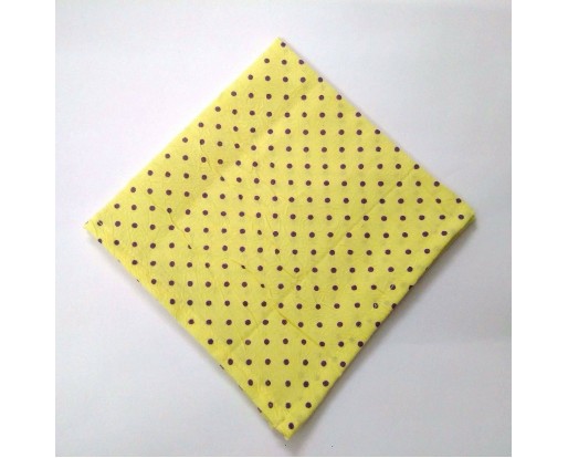 Small Yellow (Crimped) - 12" POLKA DOT Unisex Men Women Pocket Square Handkerchief Hanky - 100% Cotton